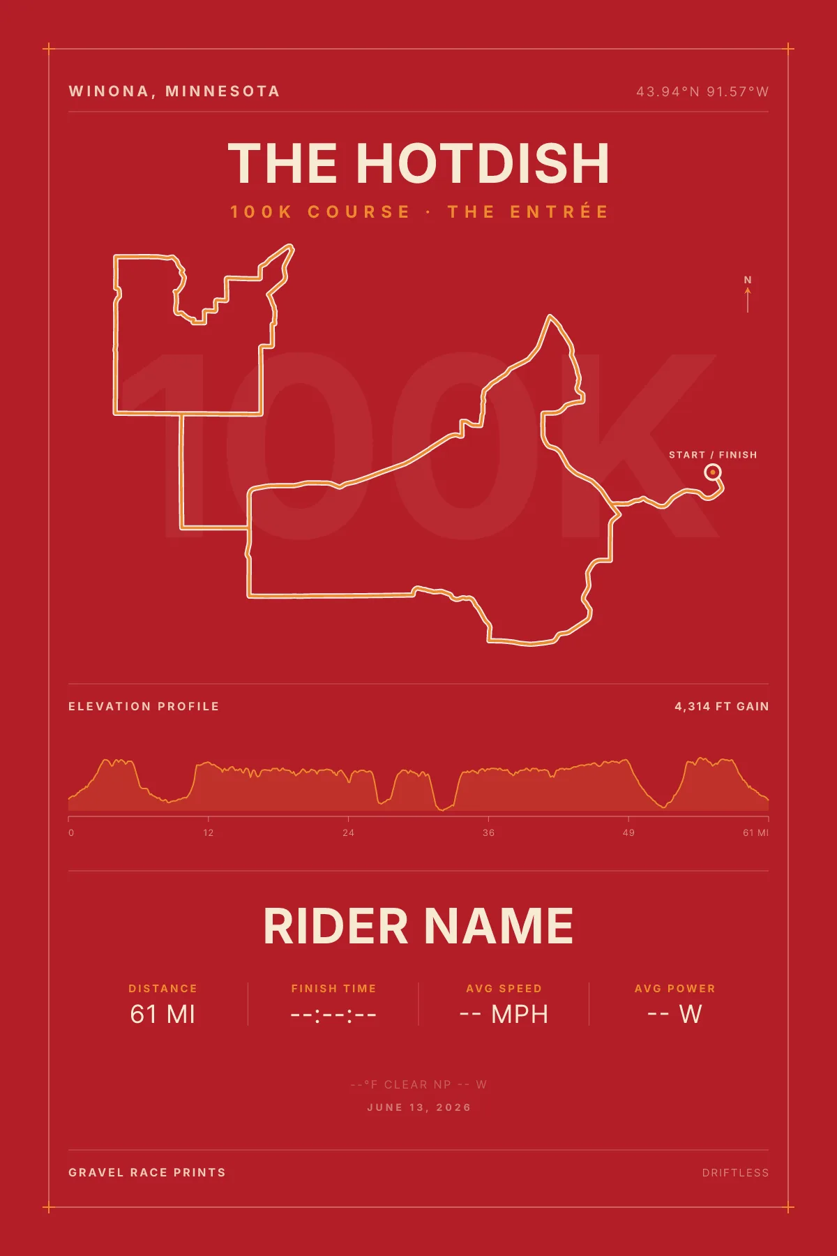 The Hotdish race route poster, Winona, Minnesota