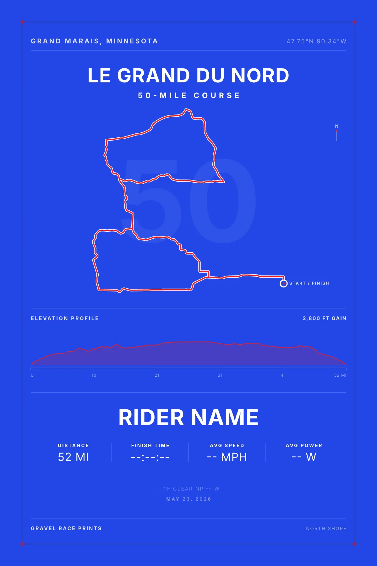 Le Grand du Nord race route poster, Grand Marais, Minnesota